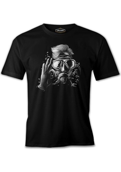 Diver Swimming Underwater Siyah Erkek Tshirt