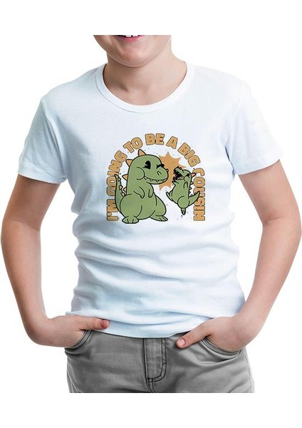 Dinosaurs Family Big Cousin Beyaz Çocuk Tshirt