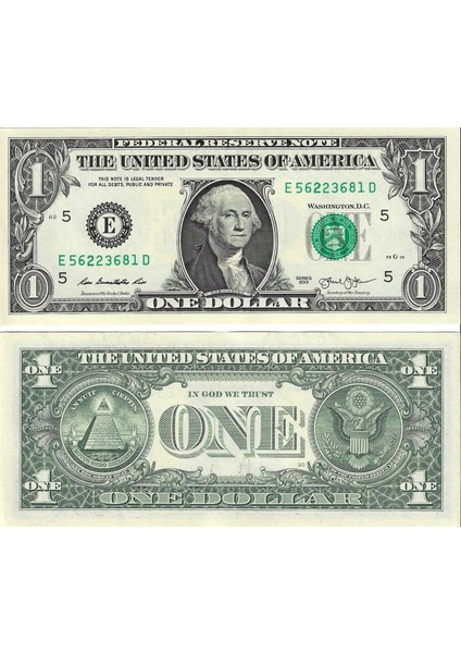 Amerika 2009 Yılı 1 Dolar Yabancı Kağıt Para Çil (Unc) Koleksiyon Para