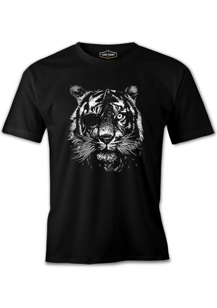 Tiger With An Eye Patch Realistic Siyah Erkek Tshirt