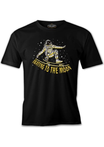Astronaut Space Skating Siyah Erkek Tshirt