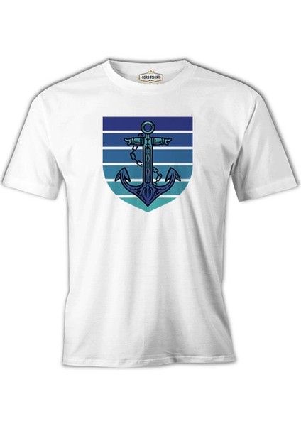 Anchor On A Blue Toned Background Beyaz Erkek Tshirt