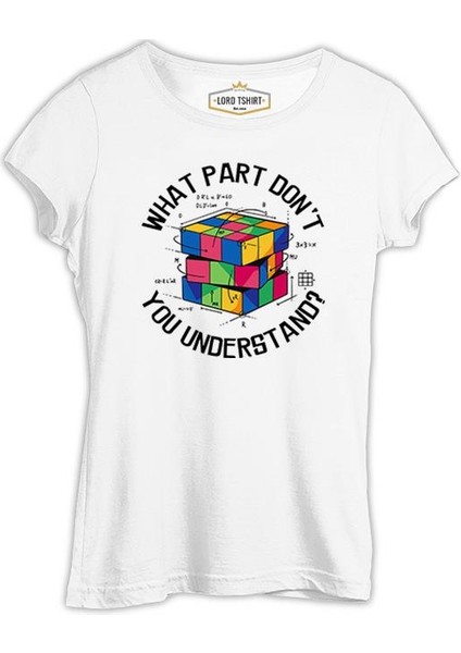 Puzzle Cube With Calculations Beyaz Kadın Tshirt