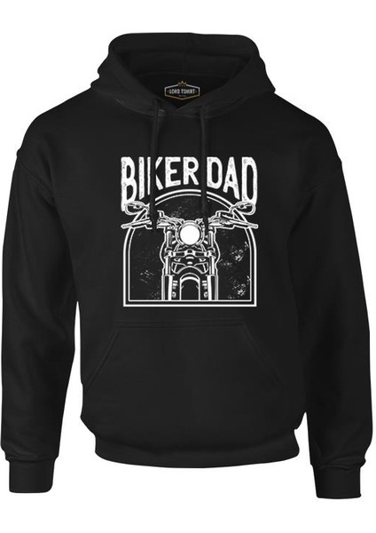Biker Dad Siyah Erkek Fermuarsız Kapşonlu