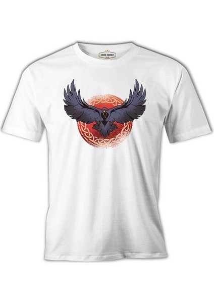 Raven Bird Screaming Beyaz Erkek Tshirt