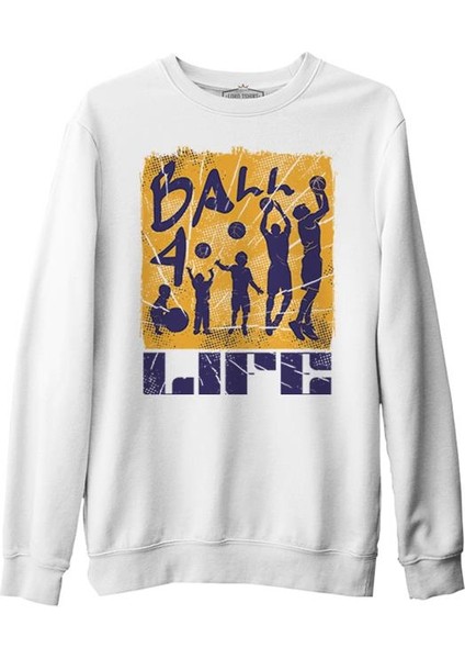 Evolution Of Basketball Players For Life Beyaz Erkek Kalın Sweatshirt
