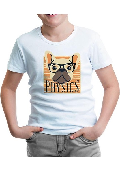 A Bulldog With Physics Quote Beyaz Çocuk Tshirt