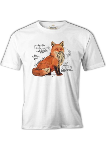 A Fox Sketch With Handwritten Notes Beyaz Erkek Tshirt