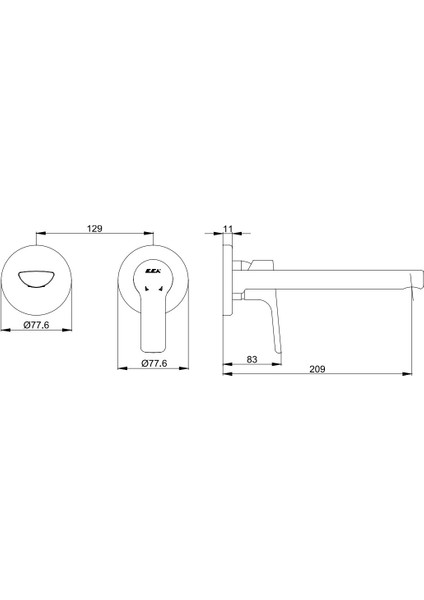 Ankastre Luna Lavabo Bataryası Sıva Üstü Çift Rozet 102167606-YY