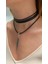 Kutcha Siyah Yaprak Figürlü Choker Kolye 3