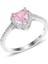 Gümüş Rodyumlu Kalp Modeli Yüzük Pembe Taşlı 925 Ayar Şık Tasarım 1