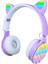 B30 Rgb LED Işıklı Kedi Kulağı Band Tasarımı Ayarlanabilir Katlanabilir Kulak Üstü Pop It Bluetooth Kulaklık Mor 1