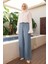 1105-DENIM Battal Lastikli Pantolon Mavi 1
