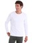 Beyaz Regular Fit Düz Pamuklu Bisiklet Yaka Sweatshirt 3