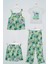 4'lü Batik Bluz Tshirt Pantolon Şort Yeşil Takım 1