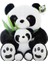 25CM Oturmuş Anne ve Bebek Panda Peluş Oyuncak - Siyah / Beyaz (Yurt Dışından) 1