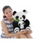 25CM Oturmuş Anne ve Bebek Panda Peluş Oyuncak - Siyah / Beyaz (Yurt Dışından) 5