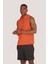 P-005672-ERKEK Kapüşonlu Kolsuz Rahat Kesim Sıfır Kol Pamuklu Casual Spor T-Shirt - Tişört-Kiremit 2