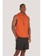 P-005672-ERKEK Kapüşonlu Kolsuz Rahat Kesim Sıfır Kol Pamuklu Casual Spor T-Shirt - Tişört-Kiremit 3