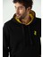 P-005671-ERKEK Kapüşonlu Sweatshirt Diagonal Uzun Kollu Rahat Kesim 3 Iplik Spor Pamuklu Sweatshirt-Siyah 5