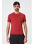 P-005678-ERKEK Bisiklet Yaka Rahat Kesim Casual Nefes Alabilen Athletic Spor T-Shirt - Tişört-Bordo 1