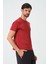 P-005678-ERKEK Bisiklet Yaka Rahat Kesim Casual Nefes Alabilen Athletic Spor T-Shirt - Tişört-Bordo 3