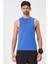 P-002999-ERKEK Askılı Bisiklet Yaka Sıfır Kol Casual Fitness Tişört Kolsuz Spor Atleti-Mavi 1