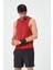 P-002999-ERKEK Askılı Bisiklet Yaka Sıfır Kol Casual Fitness Tişört Kolsuz Spor Atleti-Bordo 2