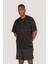 P-006886-ERKEK 100% Pamuklu Oversize Batik Yıkama Efektli Kısa Kol T-Shirt-Siyah 1