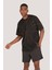 P-006886-ERKEK 100% Pamuklu Oversize Batik Yıkama Efektli Kısa Kol T-Shirt-Siyah 3
