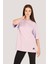 P-005478-KADIN 100% Pamuklu Oversize Kısa Kol T-Shirt-Lila 1