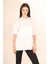 P-005478-KADIN 100% Pamuklu Oversize Kısa Kol T-Shirt-Beyaz 3