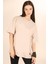 P-005478-KADIN 100% Pamuklu Oversize Kısa Kol T-Shirt-Bej 2