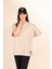 P-005478-KADIN 100% Pamuklu Oversize Kısa Kol T-Shirt-Bej 3