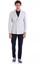 Hatem Saykı Gri Slim Fit Düz Sivri Yaka Kruvaze Keten Ceket 1