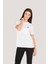 P-002994-KADIN %100 Pamuklu Bisiklet Yaka Kısa Kol Rahat Kesim Casual Spor T-Shirt - Tişört-Beyaz 4