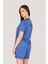 P-005758-KADIN Yan Cep ve Arka Fermuarlı Cebe Sahip Nefes Alan Antreman Fitness Spor Şort-Mavi 5