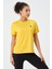 P-003000-KADIN Bisiklet Yaka Rahat Kesim Casual Nefes Alabilen Athletic Spor T-Shirt - Tişört-Sarı 1