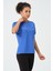 P-003000-KADIN Bisiklet Yaka Rahat Kesim Casual Nefes Alabilen Athletic Spor T-Shirt - Tişört-Mavi 3