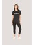 P-002993-KADIN %100 Pamuklu Bisiklet Yaka Kısa Kol Rahat Kesim Casual Spor T-Shirt - Tişört-Siyah 5