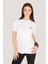 P-002994-KADIN %100 Pamuklu Bisiklet Yaka Kısa Kol Rahat Kesim Casual Spor T-Shirt - Tişört-Beyaz 1