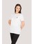 P-002994-KADIN %100 Pamuklu Bisiklet Yaka Kısa Kol Rahat Kesim Casual Spor T-Shirt - Tişört-Beyaz 3