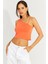 Kadın Turuncu Askılı Tek Omuz Likralı Crop Bluz HZL23S-SND120171 1