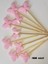 100 Adet Dekoratif Kelebek Boncuklu Pasta Kürdanı 6 cm Pembe - Kelebek 15 mm 1
