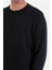 Siyah Regular Fit Düz Pamuklu Bisiklet Yaka Sweatshirt 5