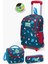 Kids Çivit Kırmızı Uzay Desenli Çekçekli 3'lü Çanta Seti SET0123136 1