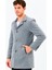 PLT8327 Dewberry Erkek Palto-Düz Gri 3