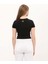 Beyaz %100 Pamuk Crop Bisiklet Yaka Örme T-Shirt 4