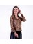 Kahverengi Siyah Leopar Desen Baskılı Slim Fit Kadın Gömlek 1