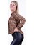 Kahverengi Siyah Leopar Desen Baskılı Slim Fit Kadın Gömlek 4